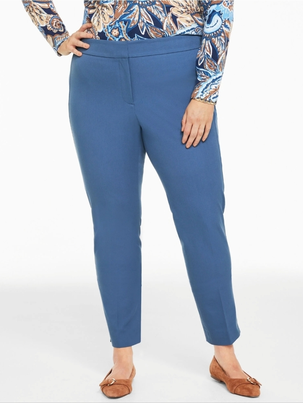 Talbots Chatham Ankle Pants 18WP Plus Petite Blue NWT Stretch Career Work
